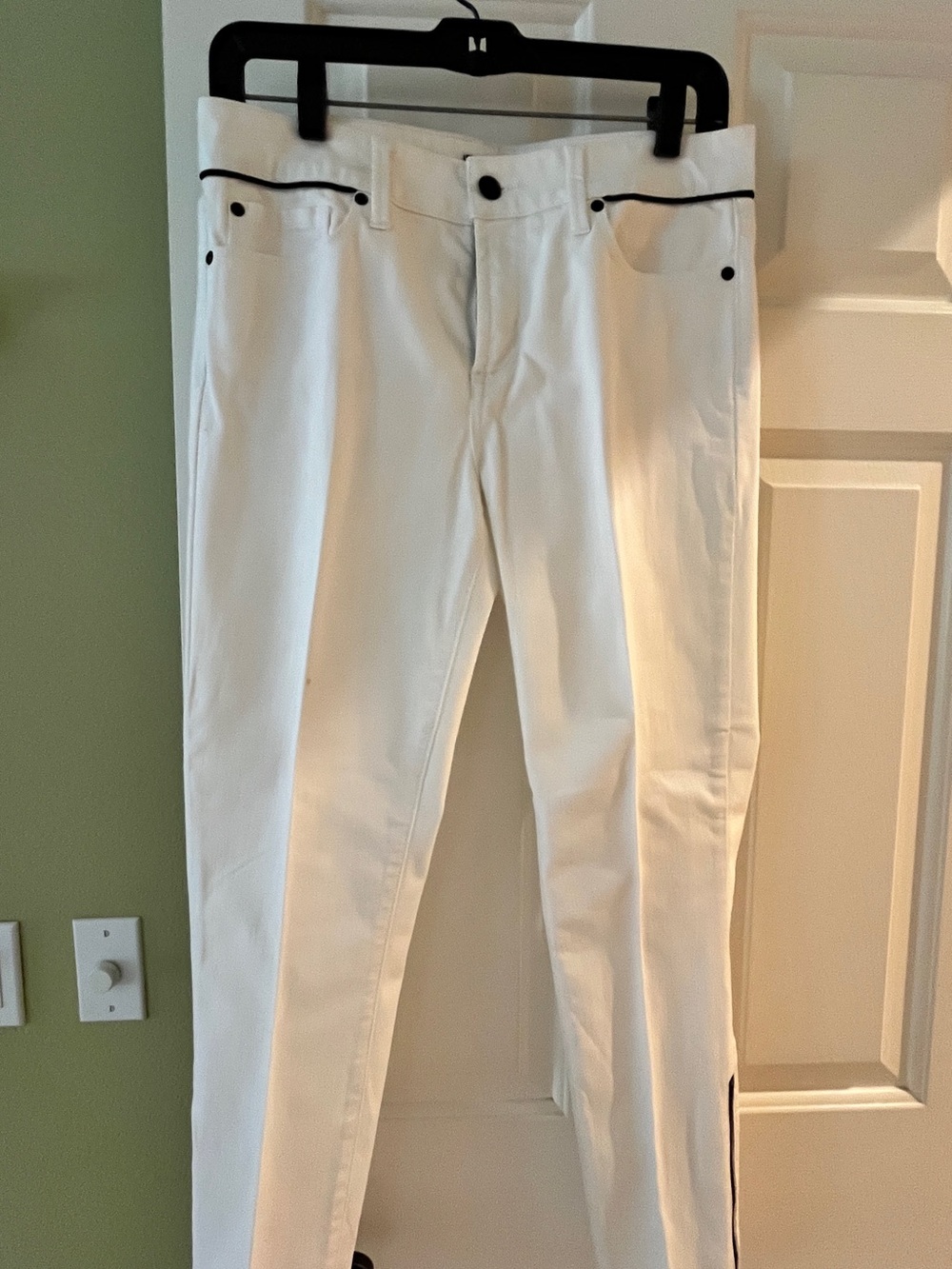 NYDJ White Ankle Jeans with Black Trim